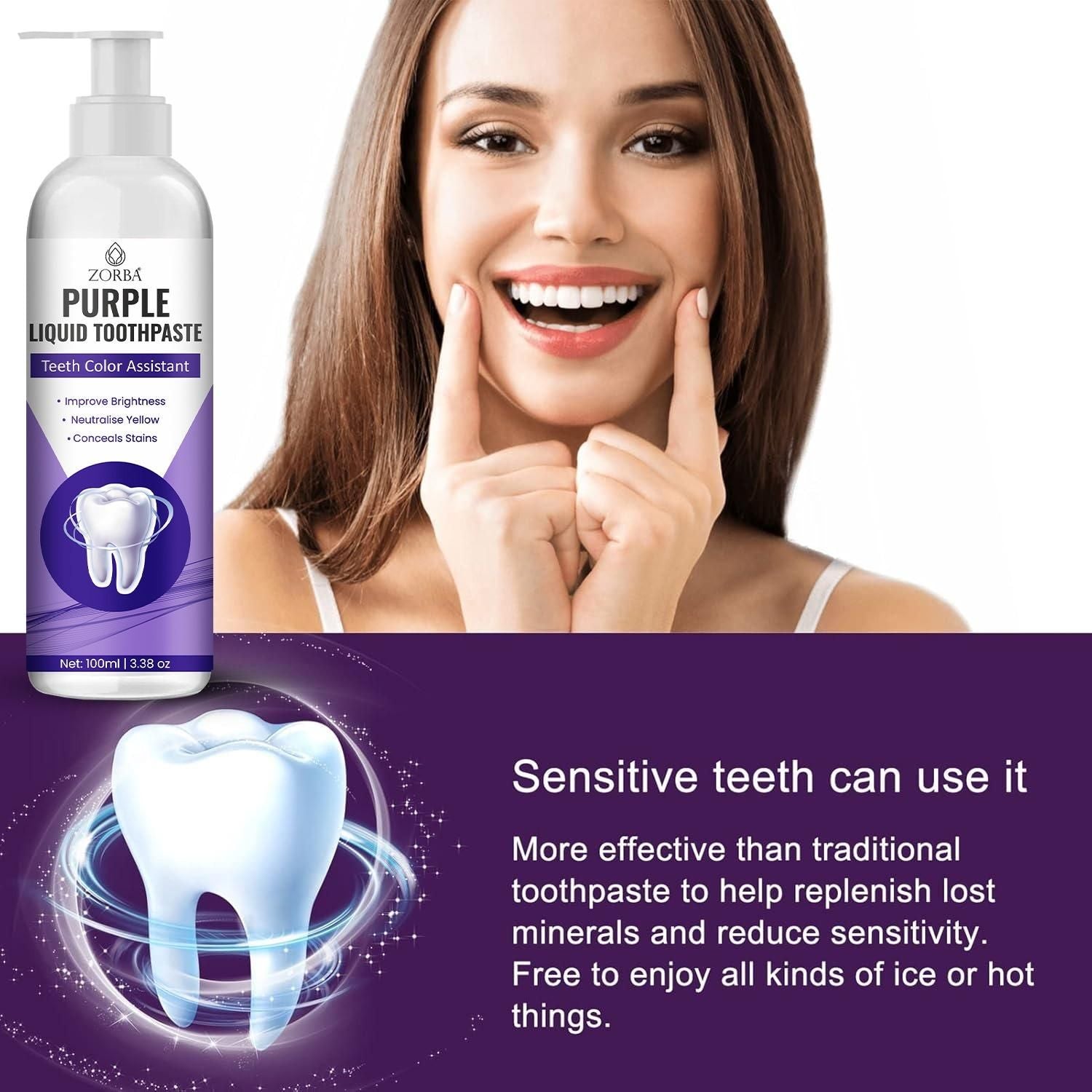 ZORBA Purple Liquid Toothpaste 200ml Pack of 2